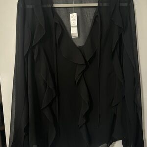 Elegant Black Ruffled Women's Top